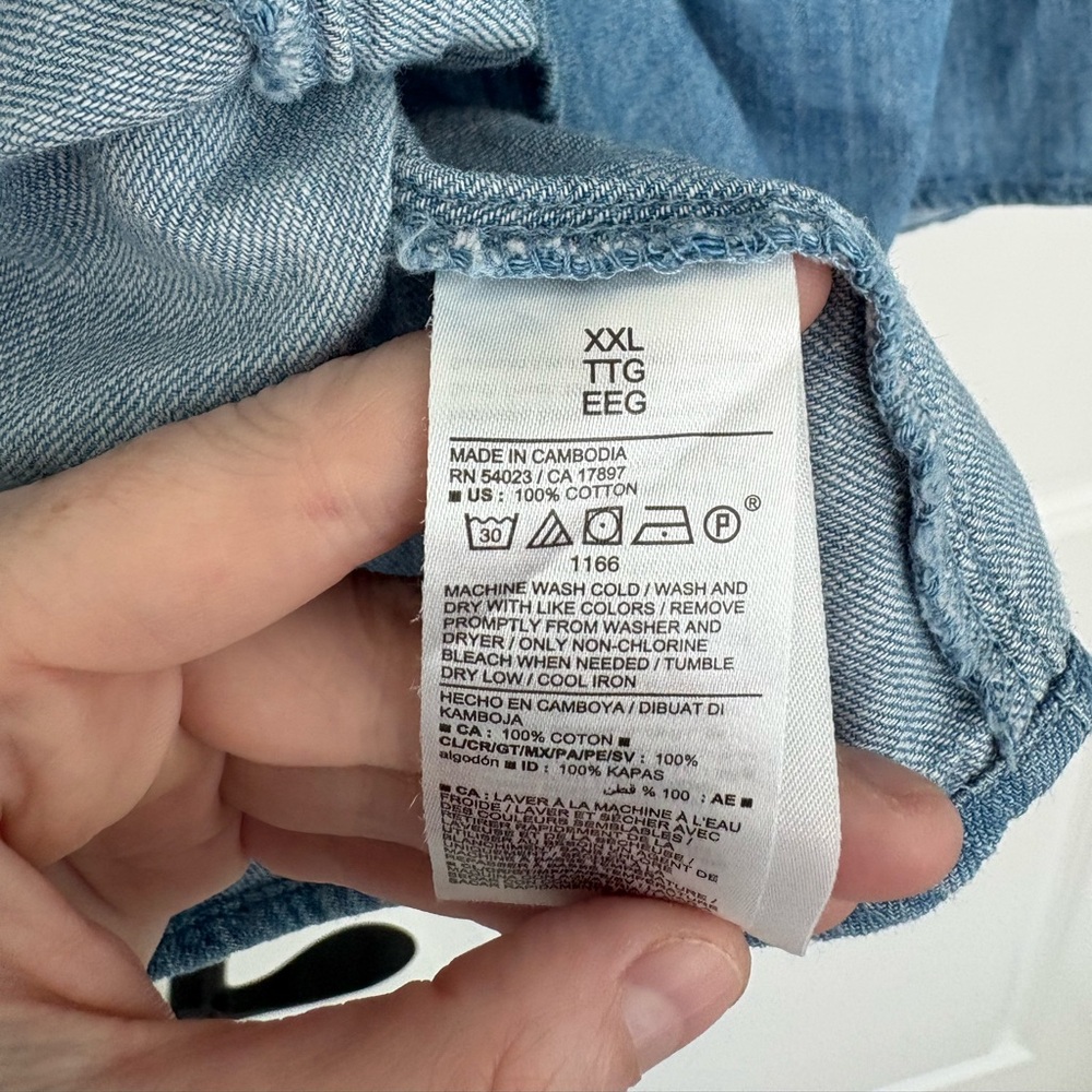NWT Old Navy Cotton Chambray Boxy Flutter Sleeve Top XXL - Picture 8 of 8